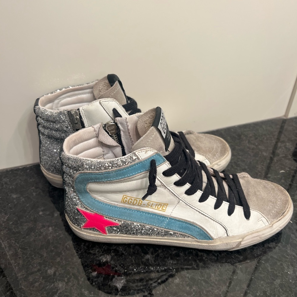 Golden Goose- Slide High Top Glitter Sneaker size 37